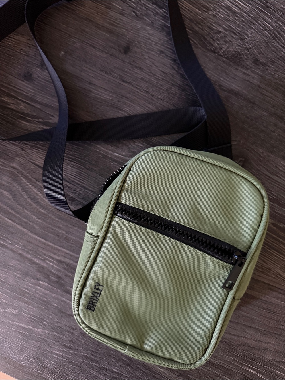Olive Green Crossbody Mini Bag with Front Zip